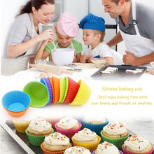 Silice Cupcake Baking Cups 24 Pack, Reusable & N-stick Muffin Cupcake Liners Holders Set for Party Halloween Christmas, Easy Clean Pastry Muffin Molds（Pack of 24,Multicolor）