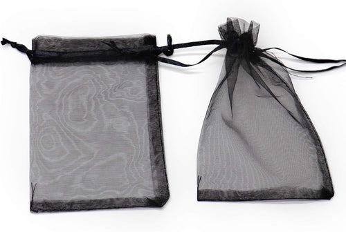 100Pcs Black Organza Bags 3x4 Inch, Small Mesh Jewelry Bags Drawstring Gift Bag Wedding Party Favor Halloween Candy Treat Pouches