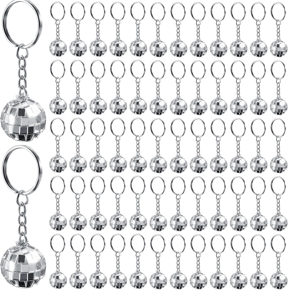 12 Pieces Mini Mirror Disco Ball Keychains Bulk Silver Disco Ball 70s 80s 90s Keychains Accessories Party Favors for Halloween Christmas Thanksgiving Party Supplies Decorations