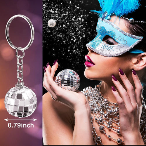 12 Pieces Mini Mirror Disco Ball Keychains Bulk Silver Disco Ball 70s 80s 90s Keychains Accessories Party Favors for Halloween Christmas Thanksgiving Party Supplies Decorations