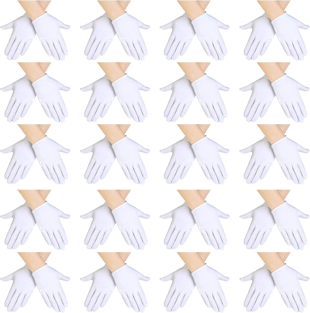 20 Pairs White Gloves Kids Cosplay Costume Cotton Girls Boys Wrist Formal for Halloween Party