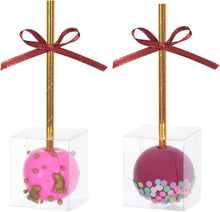 50Pcs 1.75" x 1.75" x 2" Single Clear Cake Pop Boxes Packaging with Hole Small Plastic Clear Treat Boxes for Wedding Favors Party Valentine's Halloween Easter Father's Mother's Day