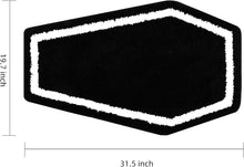 Halloween Decor Black Coffin Bath Mat for Bathroom, Cute Gothic Halloween Decoration Black Bathroom Rug Non Slip Cartoon Bath Rug Bathroom Mat Plush Shower Rugs Washable Black White