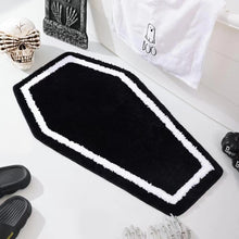 Halloween Decor Black Coffin Bath Mat for Bathroom, Cute Gothic Halloween Decoration Black Bathroom Rug Non Slip Cartoon Bath Rug Bathroom Mat Plush Shower Rugs Washable Black White