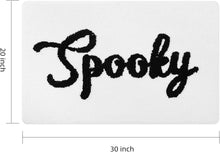 Halloween Bath Mat Cute Spooky White Black Bathroom Decor Rug Non Slip, Spooky Halloween Shower Rugs for Bathroom, Bedroom, Living Home Decoration
