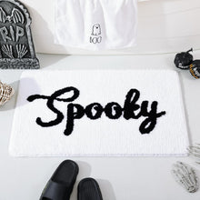 Halloween Bath Mat Cute Spooky White Black Bathroom Decor Rug Non Slip, Spooky Halloween Shower Rugs for Bathroom, Bedroom, Living Home Decoration