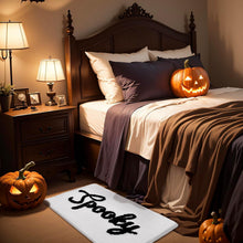 Halloween Bath Mat Cute Spooky White Black Bathroom Decor Rug Non Slip, Spooky Halloween Shower Rugs for Bathroom, Bedroom, Living Home Decoration