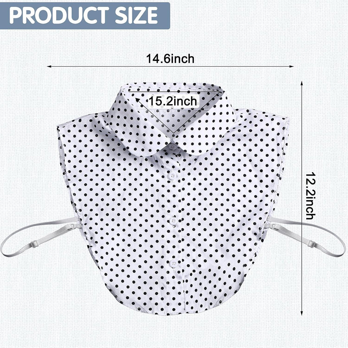 4 Pcs Fake Collar for Women Black and White Polka Detachable Dots Dickey Collar Half Shirt for Halloween Costume