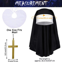 2 Sets Halloween Nun Costume Set Plastic Gold Cross Nun Habit Costume Set Hat White Collar Gold Cross Pendant for Woman