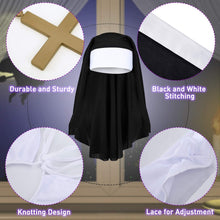 2 Sets Halloween Nun Costume Set Plastic Gold Cross Nun Habit Costume Set Hat White Collar Gold Cross Pendant for Woman