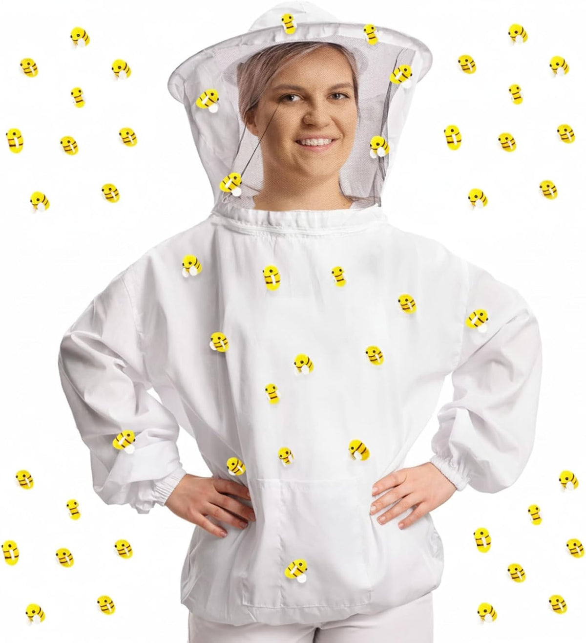 41 Pcs Halloween Beekeeper Costume Set Include 1 Beekeeper Set 20 Felt Bee 20 Round Tape for Cosplay(Large)