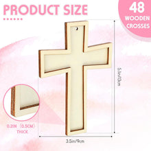 48 Pack Cross Wooden Hanging Ornaments Unfinished Wood Blank Cross Craft with Gold String for Easter Tree Wedding Birthday Halloween Christmas Party Decoration