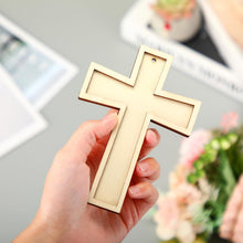 48 Pack Cross Wooden Hanging Ornaments Unfinished Wood Blank Cross Craft with Gold String for Easter Tree Wedding Birthday Halloween Christmas Party Decoration