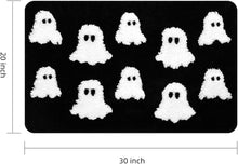 Halloween Bath Mat Spooky Ghosts Gothic Home Decor Black Rugs for Non Slip, Spooky Goth Gift Cute Shower Rug for Bathroom, Bedroom, Living Home Decoration, 20x30in