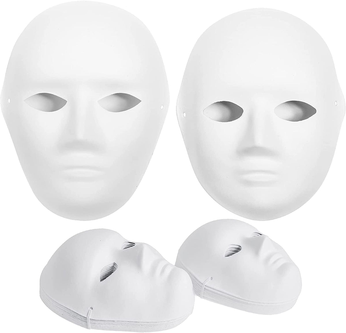 14 Pack Paper Mache Masks - 2 Sizes for Artistic Projects, Theater, Halloween, Masquerade Parties, Classroom Art