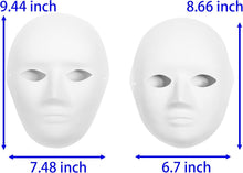 14-Pack Paper Mache Masks (2 Sizes) & 16-Pack Cat Mask White Blank for Party, Cosplay, Artistic Projects, Theater, Halloween, Masquerade Parties, Classroom Art