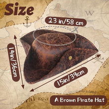 Brown Faux Leather Pirate Hat,Tricorn Pirate Hat,Novelty Leather Pirate Hat for Men Women Halloween Costume Accessories,Cosplay