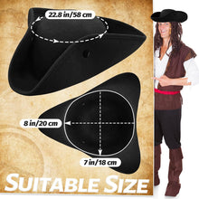 Pirate Hat for Men Women,Pirate Costume Accessories Hat,Colonial Triangle Hat for Halloween,Dress Up Party