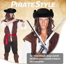 Pirate Hat for Men Women,Pirate Costume Accessories Hat,Colonial Triangle Hat for Halloween,Dress Up Party
