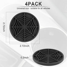 4PCS Spider Web Car Coasters for Cup Holders, Halloween Funny Non-Slip Silicone Insert Ornaments Coasters, Automotive Cupholder Goth Accessories for Men & Women(Black)