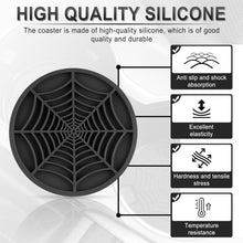 4PCS Spider Web Car Coasters for Cup Holders, Halloween Funny Non-Slip Silicone Insert Ornaments Coasters, Automotive Cupholder Goth Accessories for Men & Women(Black)