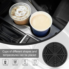 4PCS Spider Web Car Coasters for Cup Holders, Halloween Funny Non-Slip Silicone Insert Ornaments Coasters, Automotive Cupholder Goth Accessories for Men & Women(Black)
