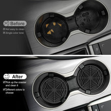 4PCS Spider Web Car Coasters for Cup Holders, Halloween Funny Non-Slip Silicone Insert Ornaments Coasters, Automotive Cupholder Goth Accessories for Men & Women(Black)