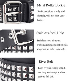 Studded Belts Women Y2K Stud Punk Rock Woman Girls Black Waist Belt for Cosplay Halloween