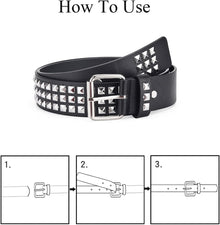 Studded Belts Women Y2K Stud Punk Rock Woman Girls Black Waist Belt for Cosplay Halloween