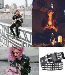 Studded Belts Women Y2K Stud Punk Rock Woman Girls Black Waist Belt for Cosplay Halloween