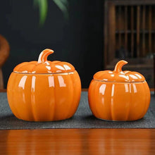 Pumpkin Shape Candy Jar, Halloween Loose Tea Jar Coffee Sugar Storage Pot, Food Storage Jar for Tea, Coffee, Spices, Sugar, Cookies, Pickle