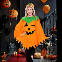 3PCS Halloween Pumpkin Costume for Women,Pumpkin Poncho for Adults with Headband & Bag,Halloween Costume for Women