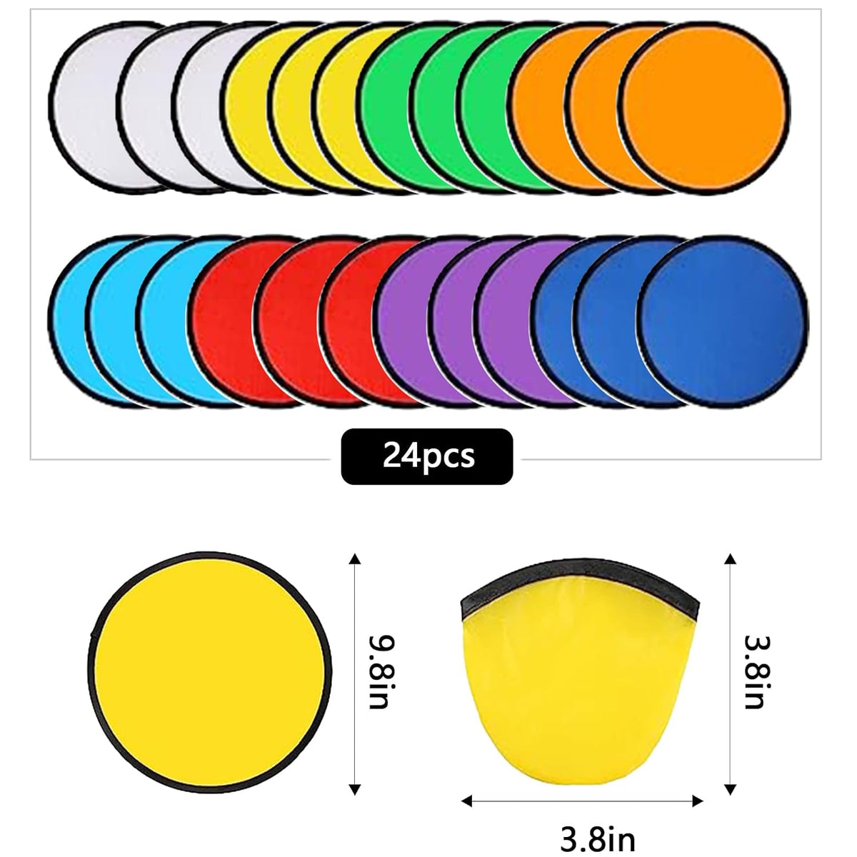 24pcs Collapsible Frisbee Fan Set Beach Frisbee Party Idea Gift Halloween Christmas New Years, 8 Colors