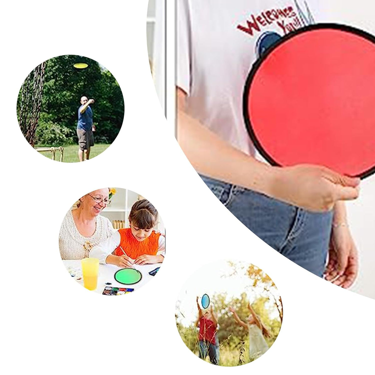 24pcs Collapsible Frisbee Fan Set Beach Frisbee Party Idea Gift Halloween Christmas New Years, 8 Colors