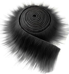2x59 Inch Shaggy Faux Fur, Plush Faux Fur Fabric Strips, Super Soft Craft Precut Strip for DIY Craft Cosplay Costume Christmas Halloween Santa Claus Gnome Beard Hair Dwarf Decoration (Black)