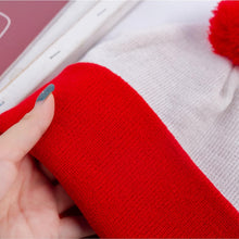 Adult Halloween Red White Beanie Waldo Hat Christmas Pom Pom Striped Knit Hat