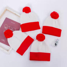 Adult Halloween Red White Beanie Waldo Hat Christmas Pom Pom Striped Knit Hat