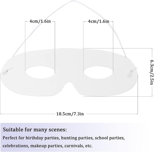 100 Pack White Paper Eye Masks, Plain Masquerade Mask Blank Masks Decorate for Cos-Play, Halloween Party