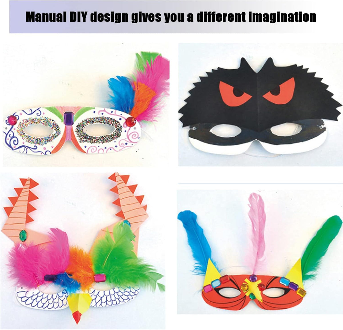 100 Pack White Paper Eye Masks, Plain Masquerade Mask Blank Masks Decorate for Cos-Play, Halloween Party