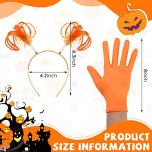 Halloween Dress up Set Included Orange Wig and Wrist Spandex Gloves Headband Ponytails Head Bopper Cosplay Costume for Women Men Adult Party Supplies Headwear Accessory -