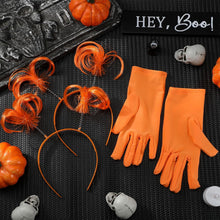Halloween Dress up Set Included Orange Wig and Wrist Spandex Gloves Headband Ponytails Head Bopper Cosplay Costume for Women Men Adult Party Supplies Headwear Accessory -