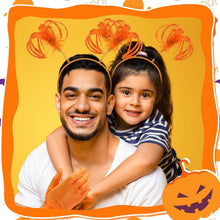 Halloween Dress up Set Included Orange Wig and Wrist Spandex Gloves Headband Ponytails Head Bopper Cosplay Costume for Women Men Adult Party Supplies Headwear Accessory -
