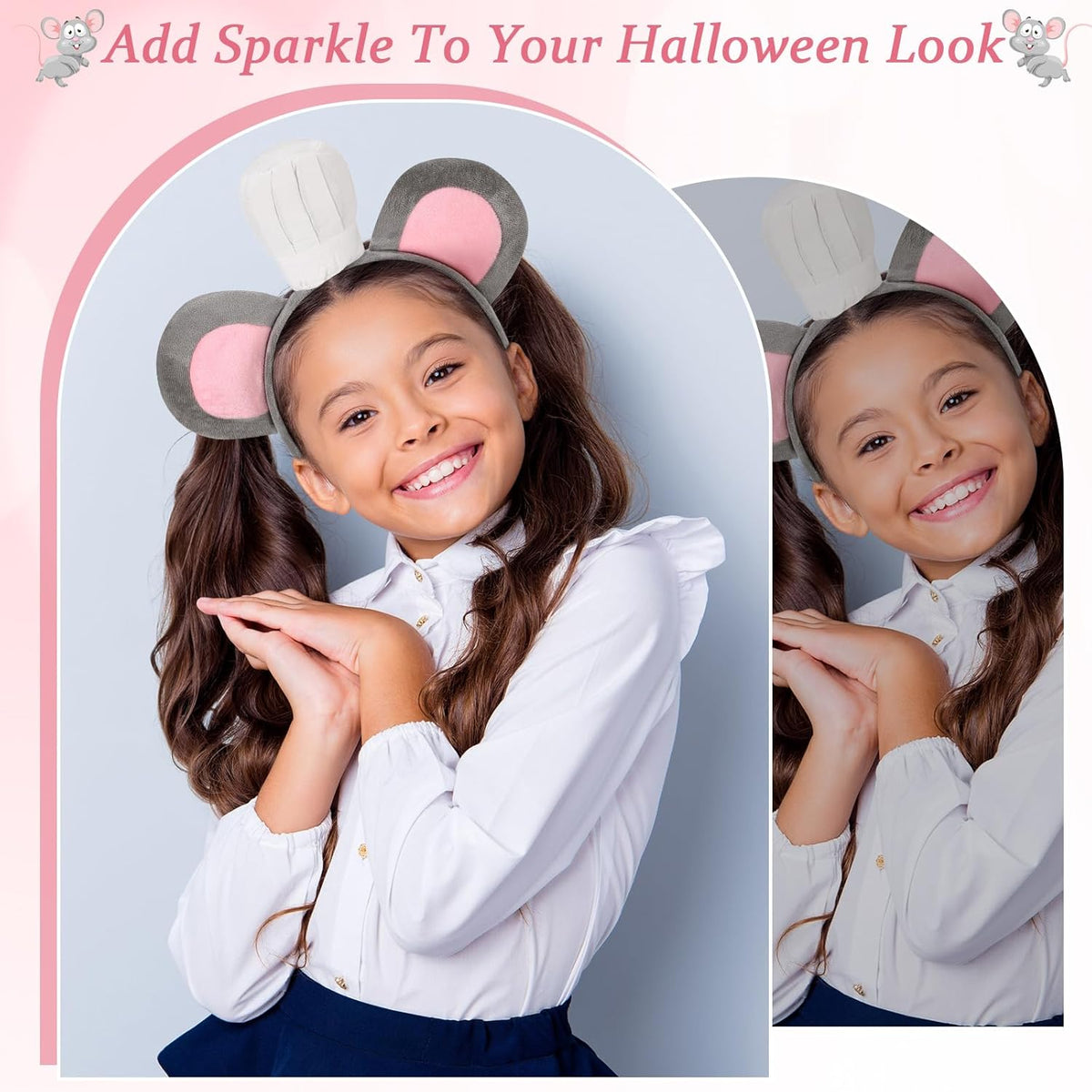 3 Pcs Mouse Headband with Chef Hat Cartoon Costume for Halloween Cosplay Party Decoration -