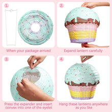 6 Pieces 12 Inches Large Candyland Cupcake Party Decoration Halloween Donut Lanterns Ice Cream Decor Dessert Candy Sweet for Wedding Baby Shower Birthday Supply -