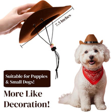4 Pack Pet Cowboy Costume Accessories Set, 2 Pcs Hat and Bandana Scarf, Puppy Kitten Halloween Christmas Costume, West Party Cosplay Wearing for Cats Small Dogs