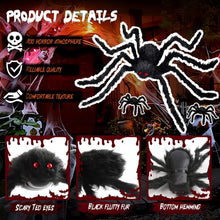 Giant Spider 6.6 t + 0.98 t*2, Halloween Decorations 78" ake Halloween Decor Spiders Large, urry Spiders or Outdoor Indoor Yard Home Costumes Party House Décor, 3 Pack