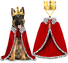 Halloween Dog King Cloak Costume,Cute Funny Halloween Dog King Cape with Crown Adjustable Pet King Cloak for Large Dogs Cats Cosplay Party Supplies Accessories (L)