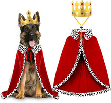 Halloween Dog King Cloak Costume,Cute Funny Halloween Dog King Cape with Crown Adjustable Pet King Cloak for Large Dogs Cats Cosplay Party Supplies Accessories (L)