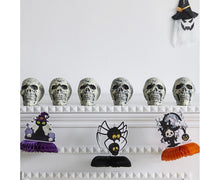 6 Pcs/Set Halloween Skull Ornament Artificial Realistic Increase Atmosphere Durable Clear Texture Skeleton Horror Halloween Skull Statue for Home-White
