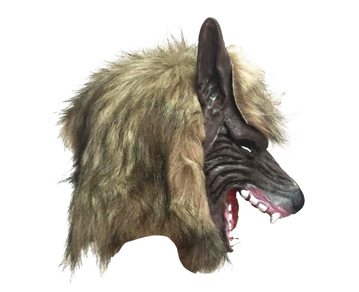 Halloween Horror Savage Wolf Head Mask Masquerade Fluffy Headgear Decoration-Brown